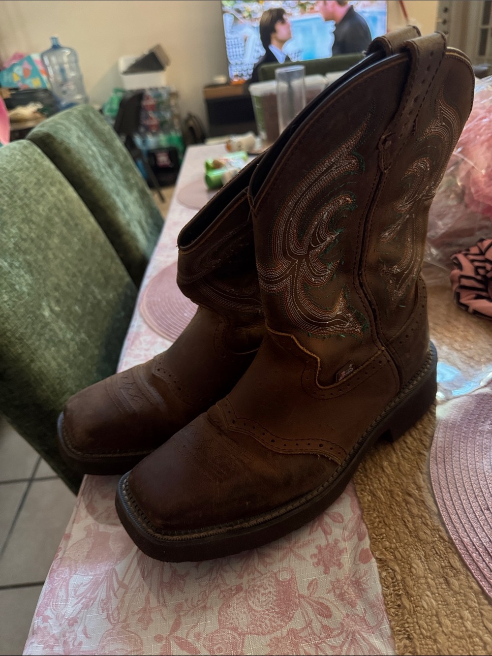 Justin Boots Brown Leather Women's Western Cowboy Boots